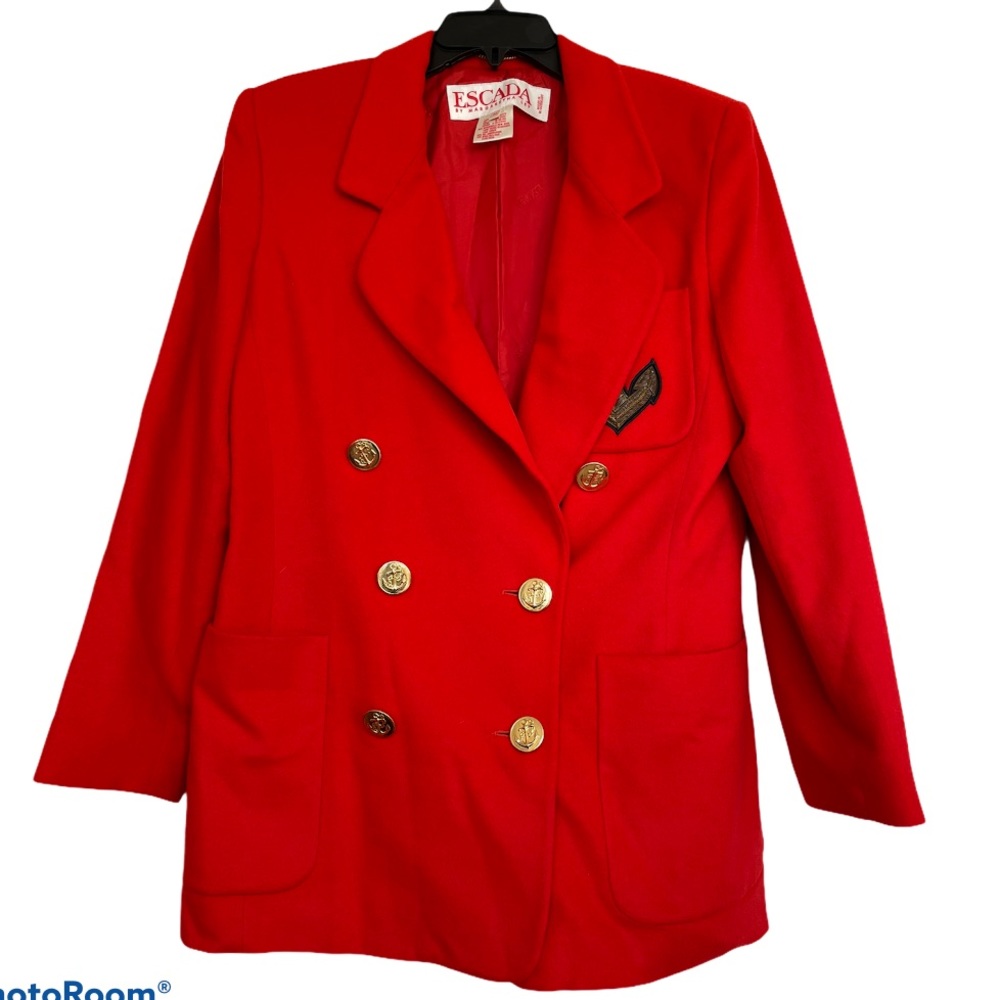 Vintage 1980s Escada red set blazer and skirt